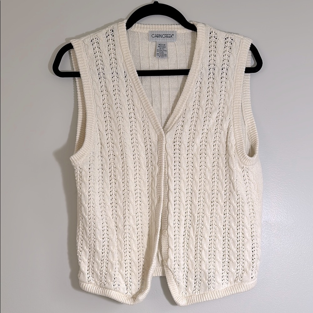 Cabin Creek Cream V-Neck Sweater Vest